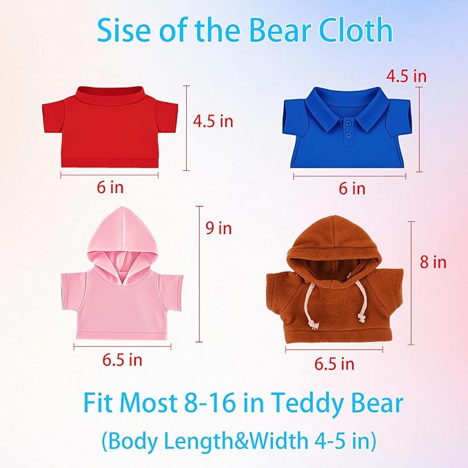 Personalized Teddy Bear Clothes with Photo Name, Custom Stuffed Animal Clothes Fit 8-16 inch Stuffed Bear Clothing, Personalized Doll Clothing Make Your Own Plush Doll Shirt