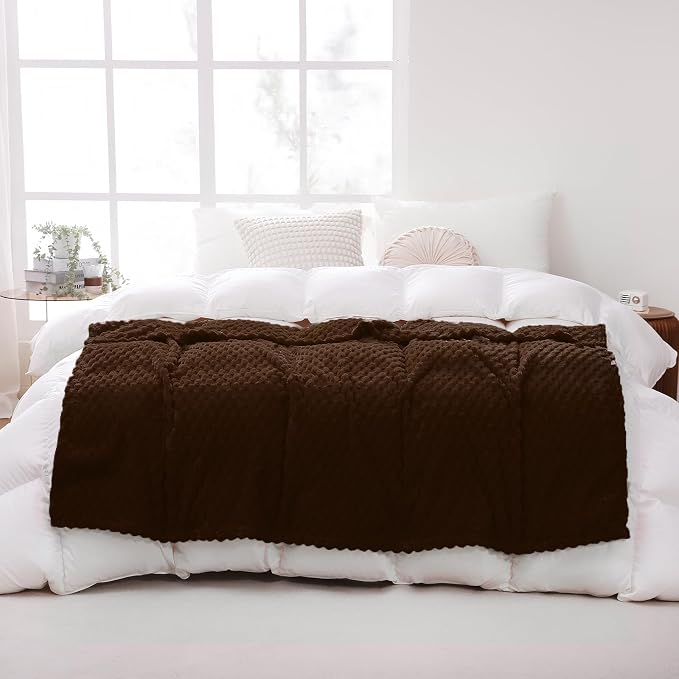 Puncuntex Brown Throw Blanket 60"×80" inches Fuzzy 3D Jacquard Decorative | Flannel Fleece Super Soft Plush Cozy Blanket for Couch Sofa Chair Lightweight