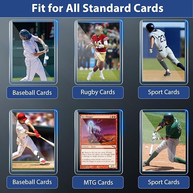 1000 Hard Plastic Card Sleeves, Premium Baseball Card Protectors, 3"x 4" Trading Cards Sleeves, Sports Game Cards Holder Top Cases (500 Hard Sleeve + 500 Soft Sleeve)