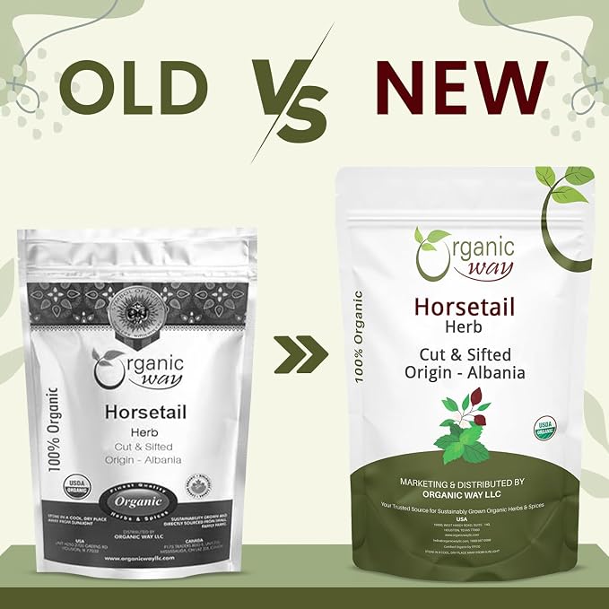 Organic Way Horsetail Herb Cut & Sifted (Equisetum arvense) - Herbal Tea | European Wild-Harvest | Kosher & USDA Certified | Vegan, Non-GMO & Gluten Free | 100% Raw from Albania (1/4LBS / 4Oz.)