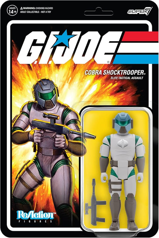 Super7 G.I. Joe Cobra Shocktrooper (Rifle A) - 3.75" G.I. Joe Action Figure with Accessory Classic Cartoon Collectibles and Retro Toys
