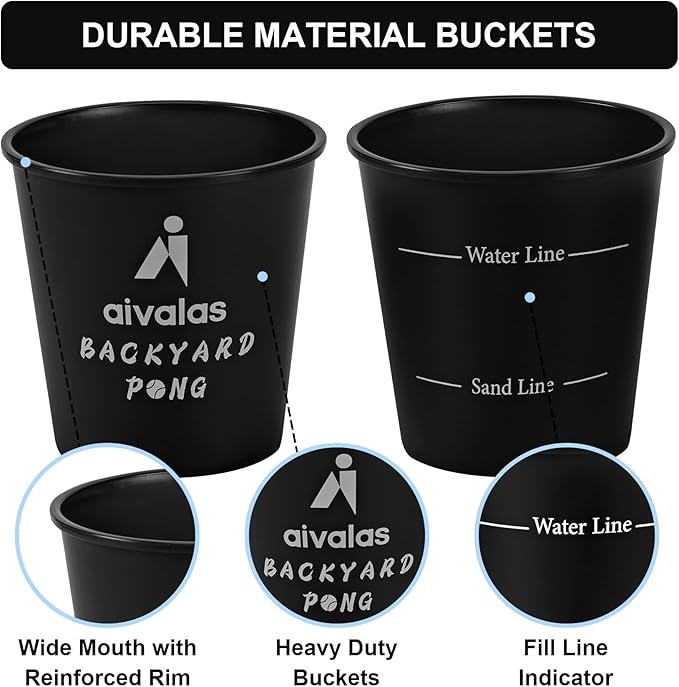 Aivalas Yard Pong Outdoor Games, Giant Yard Games Set with 12 Buckets and Balls for Adults and Family, Toss Game Throwing Games for Beach, Camping, Lawn and Backyard