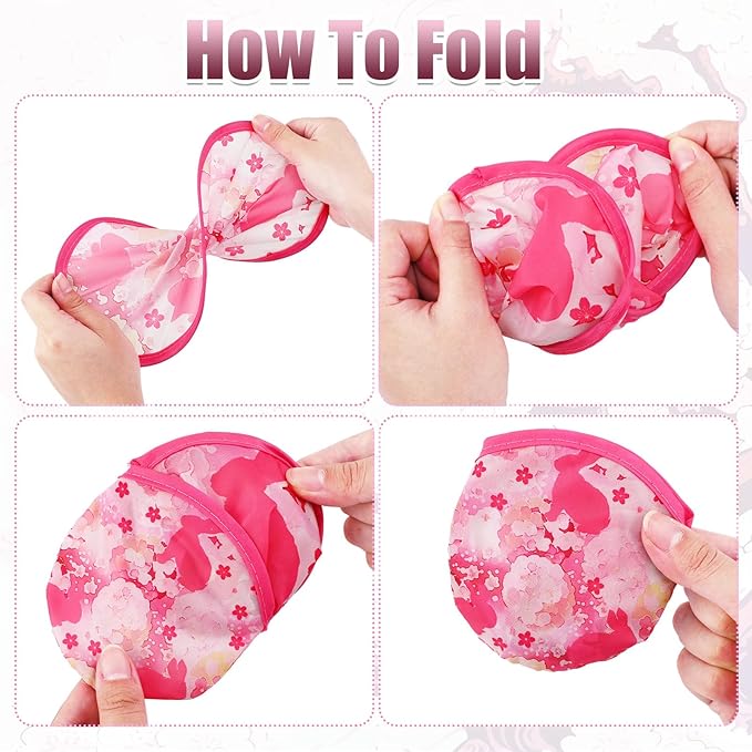 Gejoy 24 Pcs Foldable Fan Japanese Foldable Fan Style Summer Flower Handheld Round Folding Flying Disc for Women Man Daily Use Festival Wedding Party Favors Decorations Portable, 8 Style