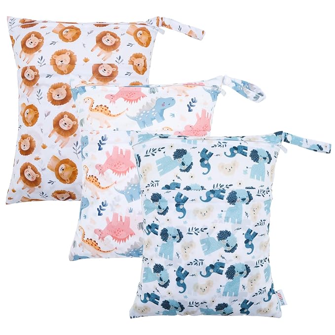 ALVA ALVABABY Wet Dry Bags for Baby Diapers, Reusable Waterproof Cloth Diaper Bag with Reinforced Zipper, 30×36cm Travel Organizer for Clothes, Swimsuits, Beach, Gym, Potty Training