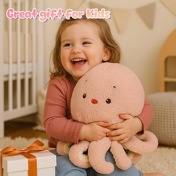 Pink Octopus Plush Pillow Soft Stuffed Animal Toy Cute Octopus Plush Toy Birthday Christmas Festival Gifts for Kids