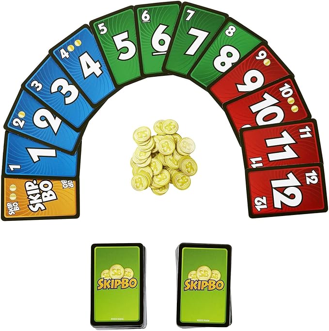Mattel Games Skip-Bo Masters Card Game for Adults, Family Night & Parties, Play Numbers in Order for 2 for 6 Players