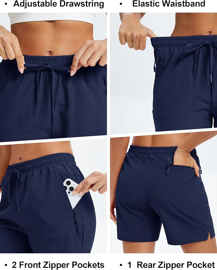 MAGCOMSEN Women's 5" Hiking Shorts UPF 50+ Quick Dry Lightweight Athletic Running Golf Summer Casual Shorts with Pockets