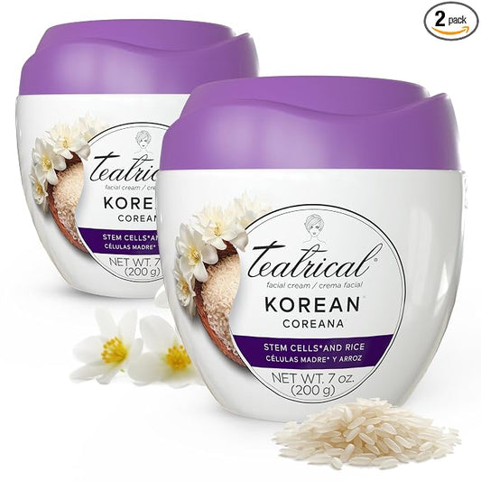 TEATRICAL Korean Facial Cream Effect with Stem Cells and Rice, 7 oz, 2 Pk | Face Moisturizer for Women, Korean Skincare Effect, Hydration and Even Tone, Paraben-Free, Non-Greasy Formula