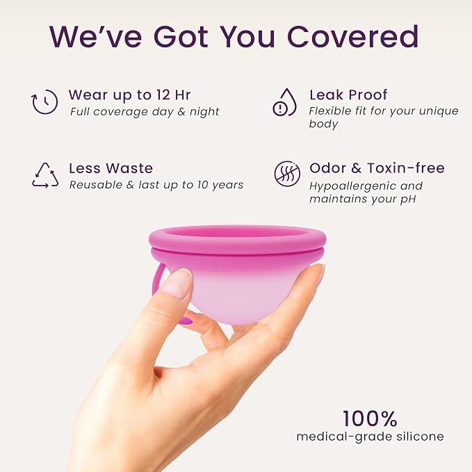 Ecoblossom Reusable Menstrual Disc - Menstrual Cup - Soft Period Disc for Women Designed with Flexible, Medical-Grade Silicone Period Cup (Regular, Rose & Teal)