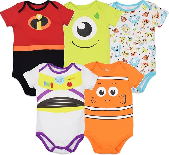 Disney Baby 5 Pack Bodysuits Newborn to Infant Sizes (Newborn - 24 Months)