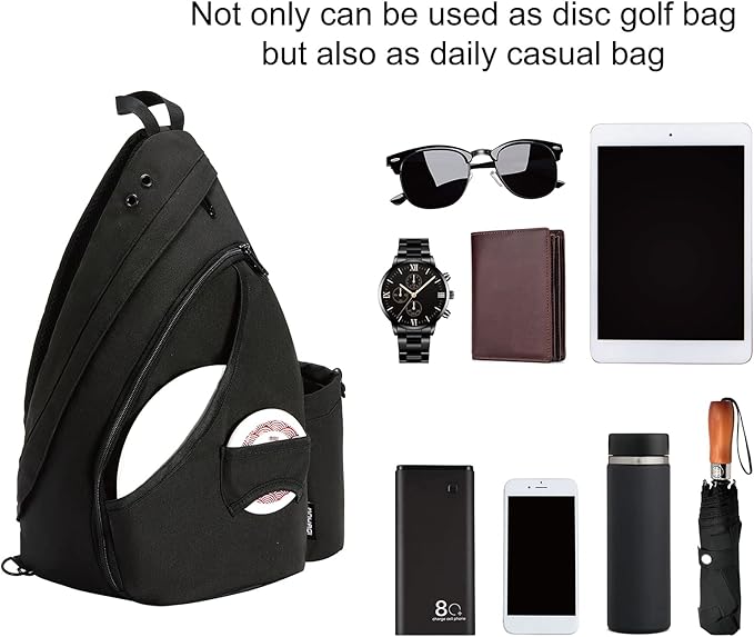 MOYAQI Disc Golf Bag with Retriever Holder and Storage Pockets, Disc Golf Backpack with 8-10 Disc Capacity, Padded Adjustable Strap and Back Panel, Lightweight and Durable
