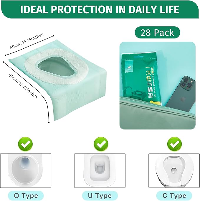 Toilet Seat Covers Disposable for Toddlers & Adults,28 Pcs Keep Warm Extra Large Thickening Waterproof, Portable Package for Travel,Kids Potty Training