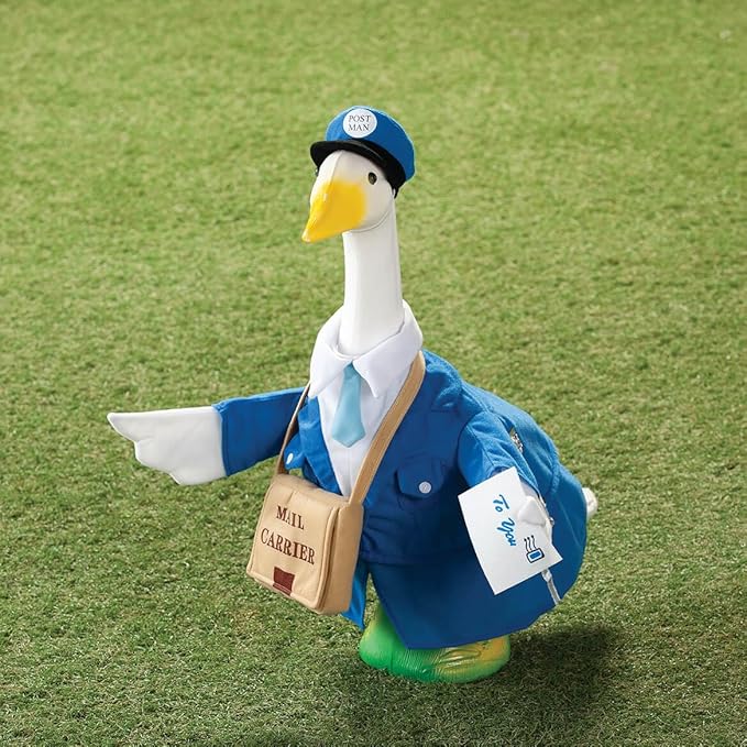Fox Valley Traders Gaggleville Postal Carrier Goose Outfit, Fits Large 23" H Statue