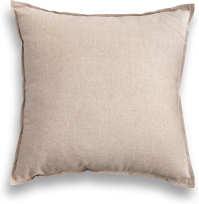 Jeanerlor 26"x26" Decorative Cotton Linen Couch Throw Pillow Case Yellow for Sofa Durable Classy, Comfortable Cushion Cover for Play Room/Coffee Shop, (65 x 65cm), Light Linen
