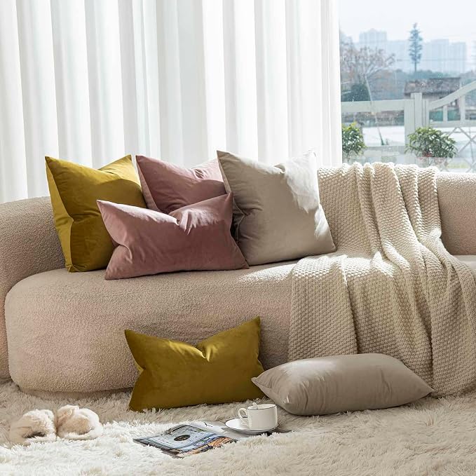20x20 Throw Pillow Covers Set of 2 Decorative Velvet Cushion Covers,Cloud | Soft Pillow Cases with Invisible Zipper for Modern Couch Sofa Bed Living Room Bedroom Home Decor
