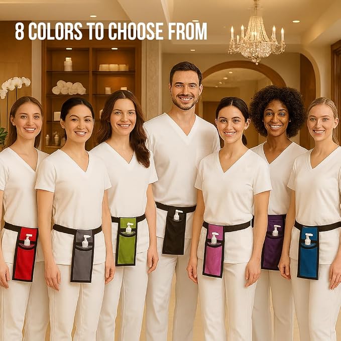 Royal Massage Oil Bottle Holster with Adjustable Strap – Hands-Free Waist or Shoulder Pouch for Therapists – Fits Most Pump Bottles – 8 Color Options - Bottle Not Included (Pink)
