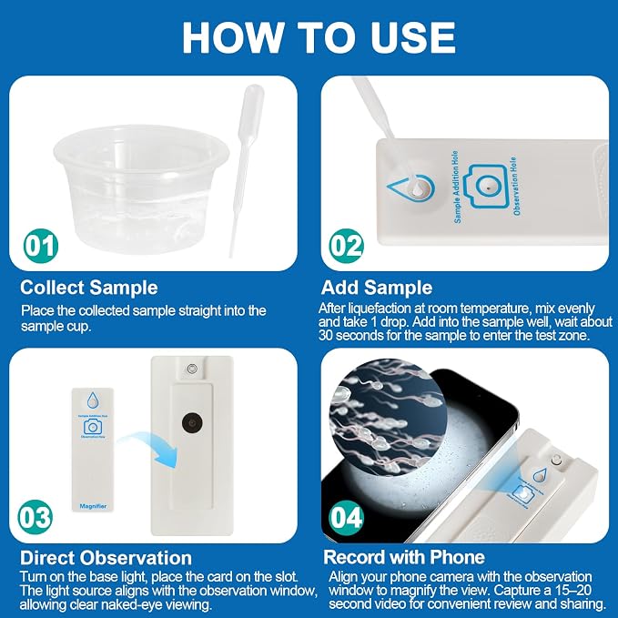 Sperm Microscope & At-Home Semen Analysis Fertility Test – 2-in-1 Fertility Check for Men | Single-Use Male Wellness Device for Conception Readiness & Reproductive Health Awareness
