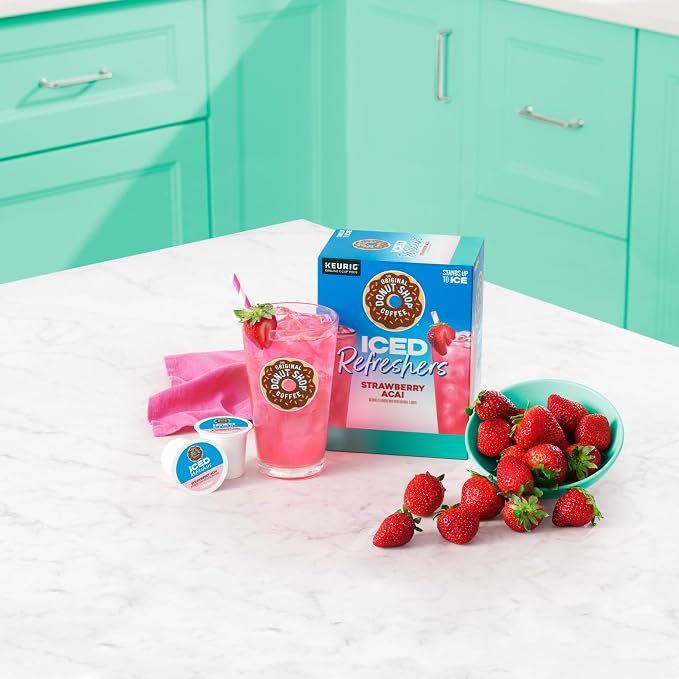 The Original Donut Shop Iced Refreshers, Strawberry Açaí Flavor, Keurig Single Serve K-Cup Pods, 20 Count