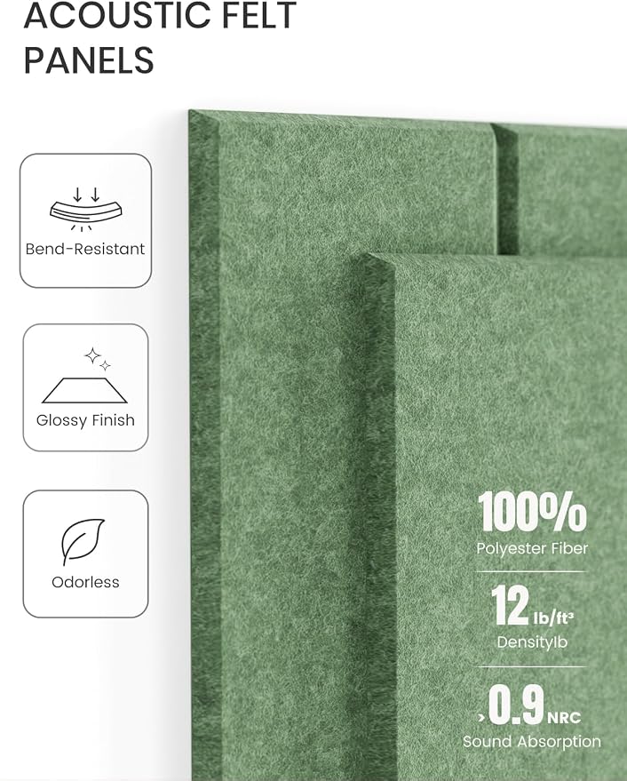 Fluxynara 36" x 24" Large Felt Bulletin Board, Moss Green | 6 Pack Cork Board Alternative with 30 Safe Adhesive Tabs, Felt Pin Boards for Wall Decor, Home, Office, Classroom, Dorm