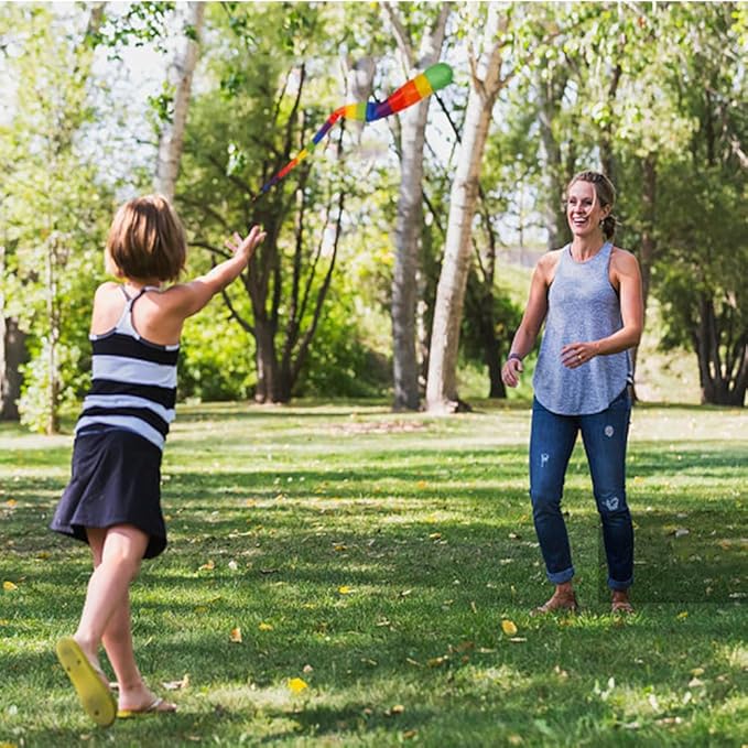 Leyndo 4 Pcs Throw and Catch Ball with Rainbow Tail, Soft Rainbow Play Ball, Sports Comet Balls Playground Toys Bulk for Indoor Outdoor Games Activities Throwing School, 25.59'' Long