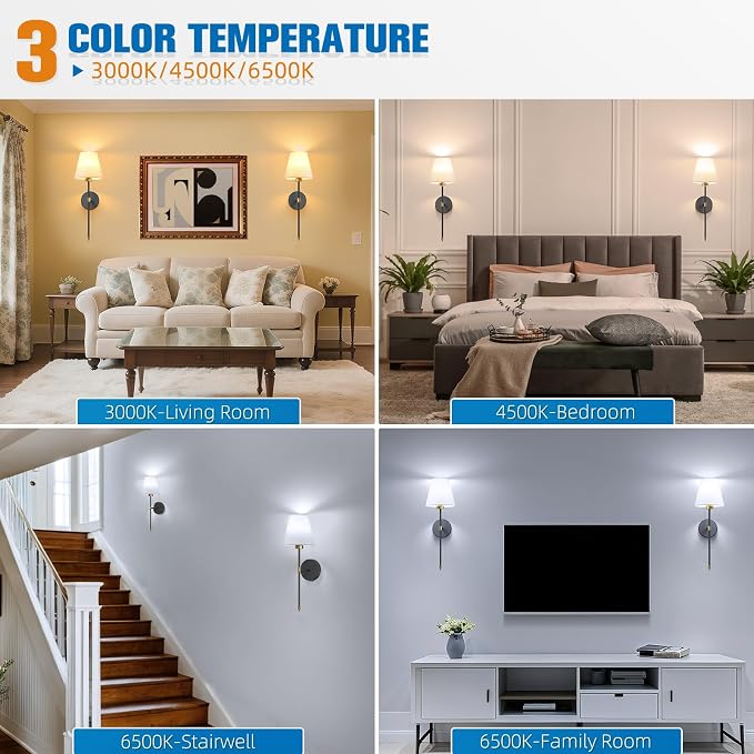 Battery Operated Wall Sconce Set of 2,Gold-Black Rechargeable Wall Lights with 10400mAh Dimmable Bulbs and Remote,9 Colors Wireless Wall Lamps for Bedroom Living Room Hallway Decor