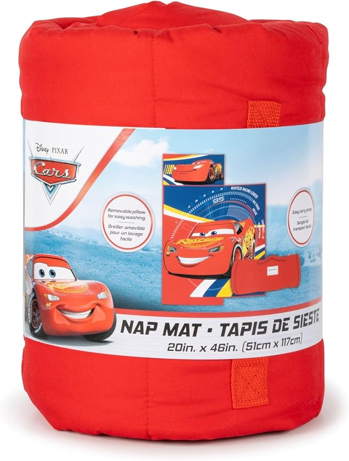 Jay Franco Kids Nap Mat with Embedded Pillow & Blanket – Soft 46"x20" Microfiber Sleeping Bag with Name Tag & Handle
