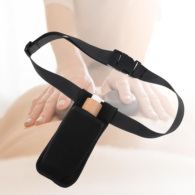 ElevateTech Massage Bottle Bag Lotion Oil Waist Holder Organizer Adjustable Durable Black Portable Storage Pouch Belt Hanging Easy Access Accessories Gifts 1Pcs