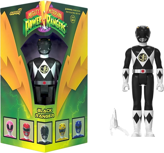 Super7 Mighty Morphin Power Rangers Black Ranger - 3.75" Power Rangers Action Figure in Special Edition Packaging