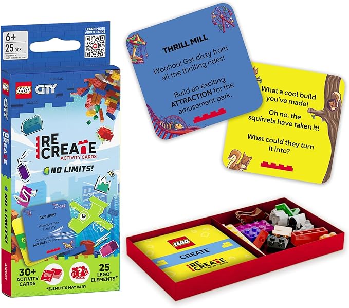 Lego City Recreate Activity Cards – No Limits! | Action Building Game with 30+ Activity Cards & 25 Lego Elements | Ages 6+