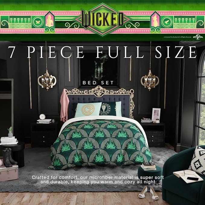 Collectibles Wicked Lux Bedding 7 Piece Super Soft Reversible Comforter and Sheet Set with Sham, Full, (Officially Licensed Product) By Franco