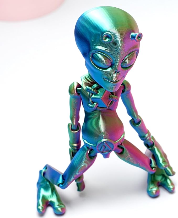 3D Printed Alien Model,Flexible Realistic Articulated Animal Fidget Toys,Mystery Figurines Gifts for Easter,Executive Desk Funny Décor and Festival Collectible,Easter Basket Stuffers (RGB)