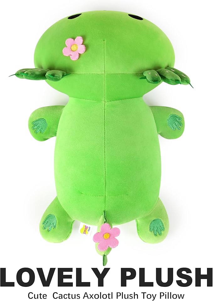 Onsoyours Cute Axolotl Cactus Plush, 19" Soft Large Stuffed Animal Salamander Big Plush Pillow, Kawaii Plushie Toy for Kids (Axolotl Cactus, 19")
