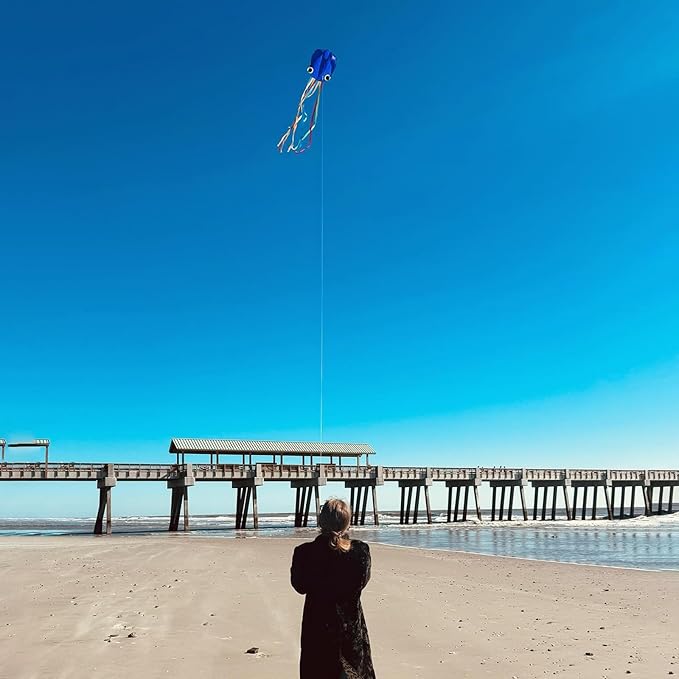 Large Octopus Kites for Kids and Adults - Easy to Fly, 28X158 3D Software Colorful Kite with Long Tails. Perfect for Beach and Outdoor Activities