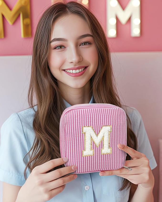 KOTORA Valentine's Day Gifts for Teen Girls Women Girlfriend Pink Preppy Makeup Bag Best Friend Birthday Gifts Graduation Wedding Gifts Bridesmaid Gifts Daughter Teacher Wife Gifts (Pink, M)