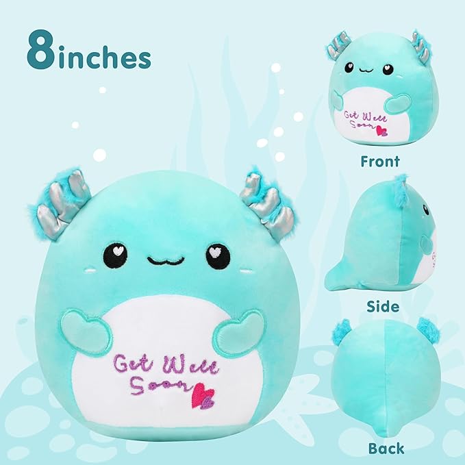 Easfan Get Well Soon Axolotl Plush Pillow Soft Cute Salamander Plush EEL Better for Women Men Get Well Soon Gifts for Kids Patient