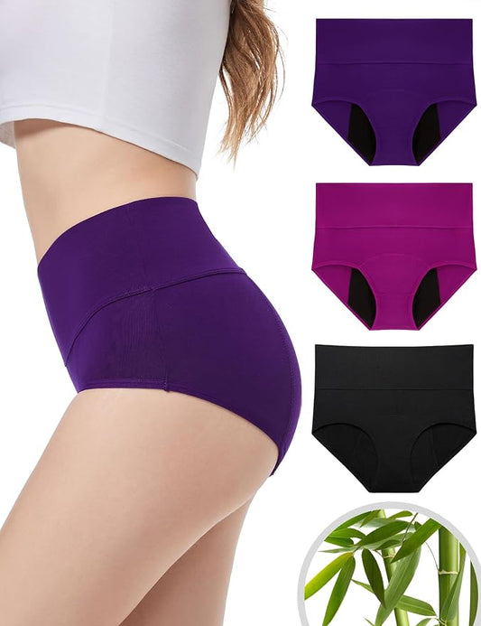 ECO PERIOD Heavy Flow Period Underwear for Women Leakproof Period Panties | Menstrual Underwear for Teen, All-Day Long - Overnight Protection, Women's Postpartum High Waist Brief, Absorb up to 50ML