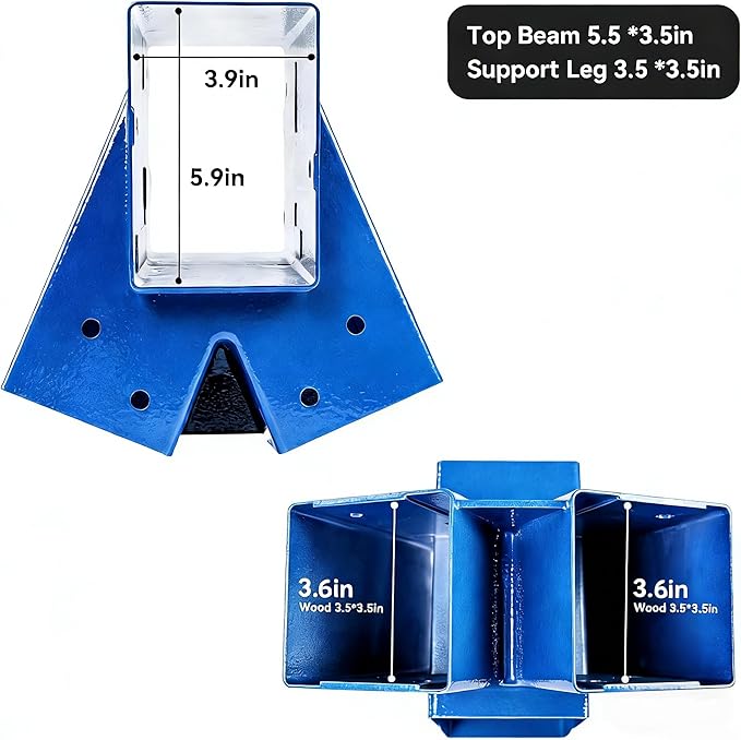 ABUSA Heavy Duty Swing Sets Brackets Including 2 Blue A-Frame Swing Set Brackets and 4 Swing Hangers for Playground Equipment Mounting Parts Hardware Included (Blue006)