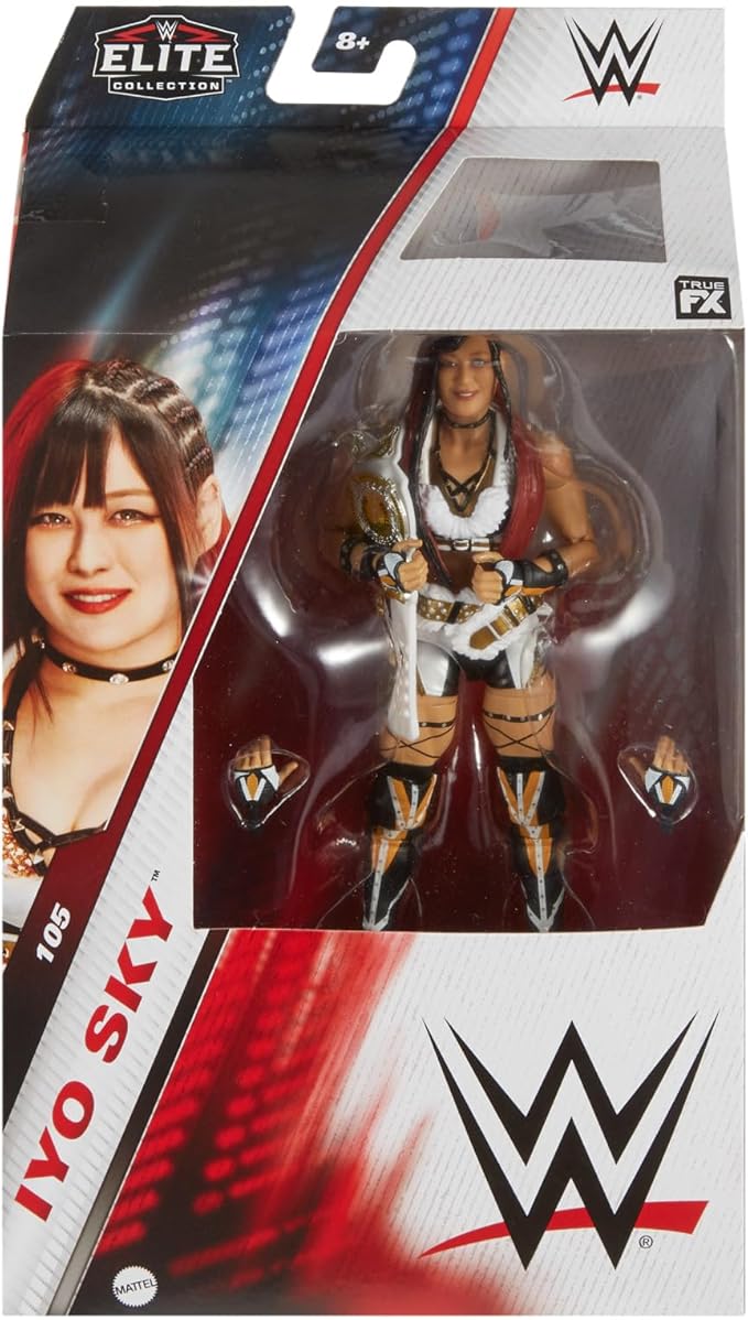 Mattel WWE Elite Action Figure & Accessories, 6-inch Collectible Iyo Sky with 25 Articulation Points, Life-Like Look & Swappable Hands