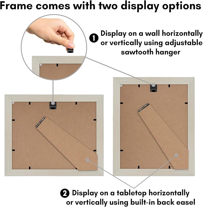 Americanflat 8x10 Picture Frame with Shatter-Resistant Glass - Use as 5x7 Frame with Mat or Display 8x10 Photo Without Mat - Signature Collection - Picture Frames for Tabletop and Wall - Light Wood | Shatter-resistant glass, wall or tabletop display wi...