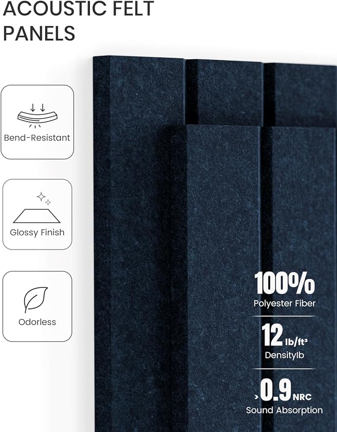 Fluxynara 48" x 36" Large Felt Bulletin Board, Carbon Blue | 12 Pack Cork Board Alternative with 60 Safe Adhesive Tabs, Pin Boards for Wall Decor, Home, Office, Classroom,Dorm