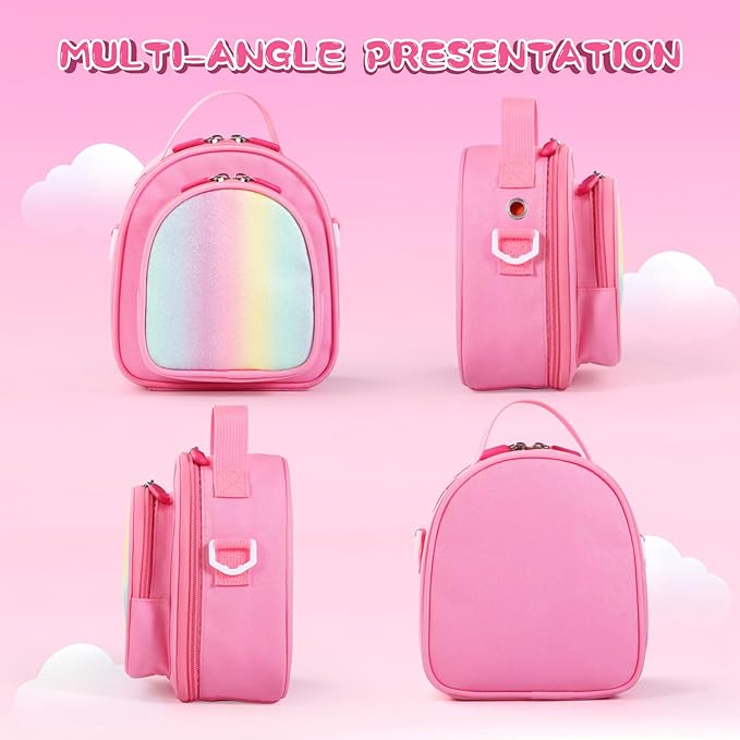 Carrying Case Compatible with Yoto Mini (2024 Edition),30 Cards Storage Bag with Handle and Shoulder Strap, Travel Storage box for Player & Headphone Accessories (Pink)