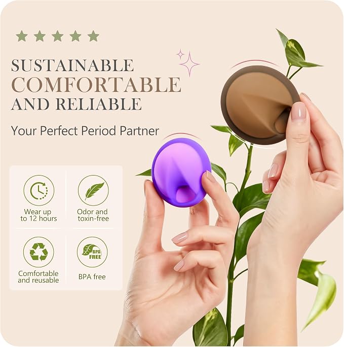 YTYOMUR Reusable Menstrual Disc - Soft & Comfortable, Leakproof Menstrual Cup Alternative - Set of 2 (Large & Small Sizes)