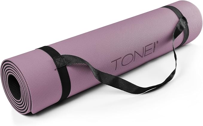 TONE Fitness Yoga Mat 1/4" Thick Non Slip Exercise & Pilates Mat for Home Workouts with Carrying Strap | Multiple Options