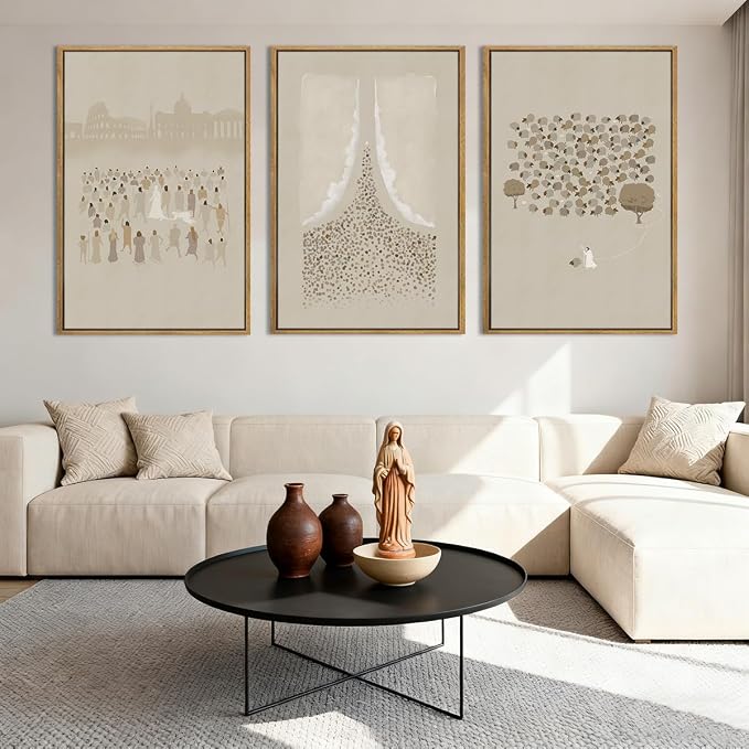BINCUE Framed Jesus Wall Art Set of 3 Jesus Lamb Wall Decor Lamb of God Art Print for Living Room Bedroom Church 16x24 Inch