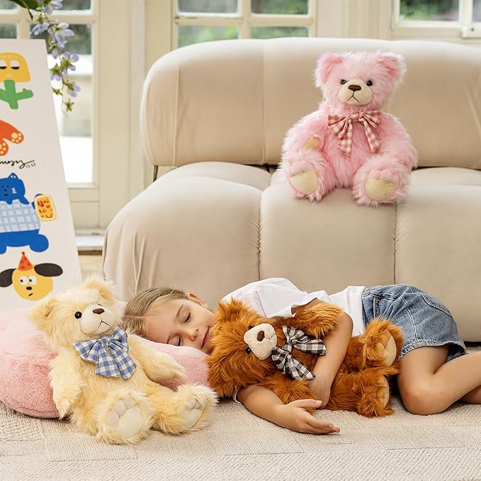 MorisMos Teddy Bear Stuffed Animal,14'' Small Stuffed Bear Plush Toy Gift for Kid Girl Boy Toddler Teen Adult,Cuddly Teddy Animal Toy Decor for Baby Shower Birthday Valentine’s Day Party Favors,Beige