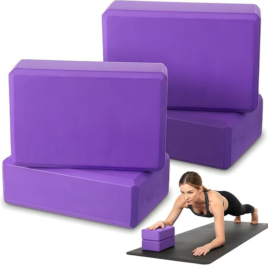 4 Pcs Yoga Blocks 9 x 6 x 3.15 Inch Eva Foam Lightweight Non Slip Yoga Props for Pilates Stretching and Meditation Exercise Blocks Lightweight Yoga Essentials