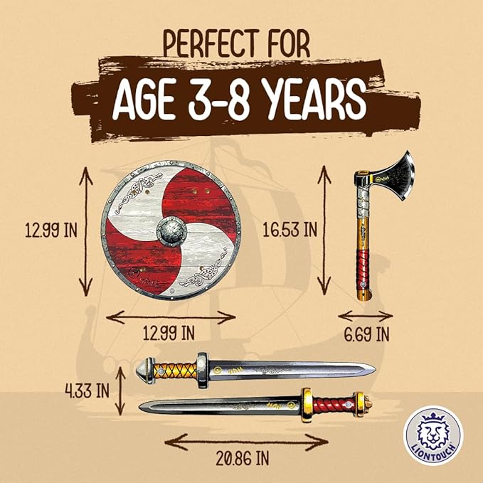 Liontouch - Viking Set - Foam Swords, Shield, & Axe | for Boys Aged 3+ Years | Workshop Master Sven's Authentic Warrior Toys for Pretend Play | Weapon Accessories for Roleplay & Berserker Costumes