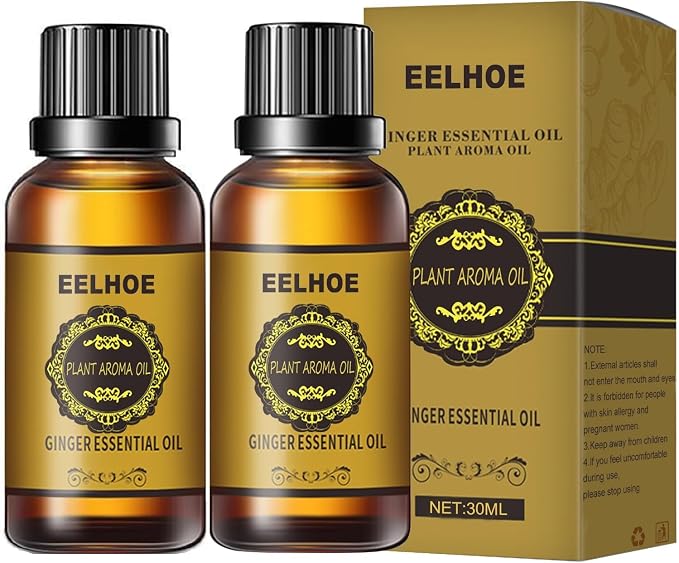 2 Pcs Belly Drainage Ginger Oil, Promote Blood Circulation Metabolism SPA Lymphatic Drainage Massage Oil. 60ML