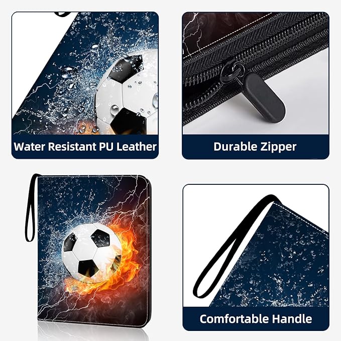 Trading Card Binder with Sleeve, 900 Pockets Soccer Card Binder Sports Cards Storage Organizer for Football Baseball or Game Trading Cards with 50 Removable Sleeves Cards Collector Album