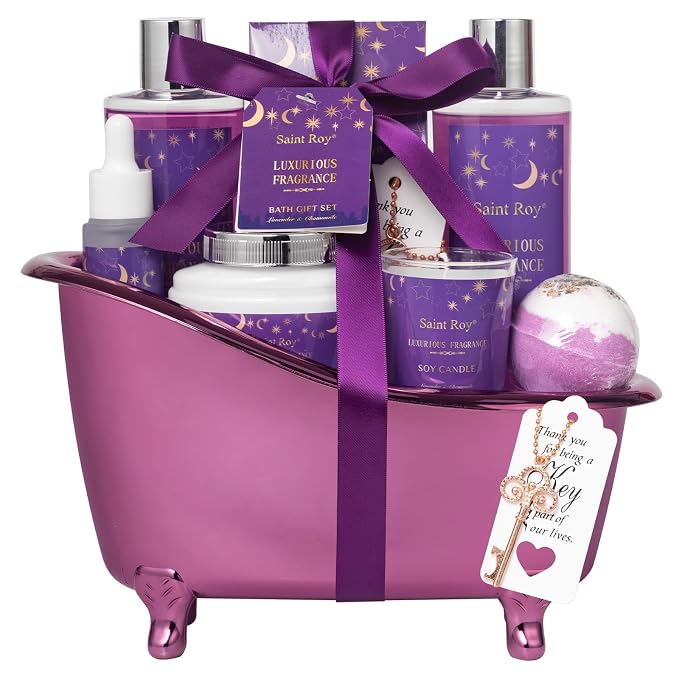 Spa Gift Basket Bath Spa Kit Spa Gifts for Women, Bath and Body Baskets Set | 10pc Self Care Kit Lavender Scent Birthday Gifts Skin Care Set, Christmas Gifts, Beauty kits Bridal Shower Self-care Home Spa